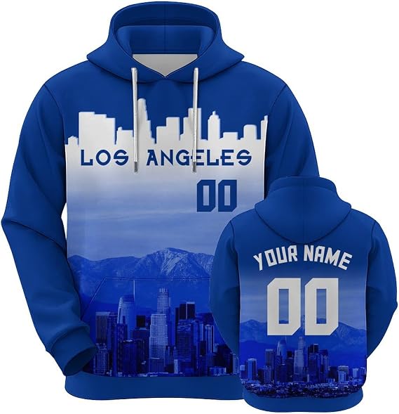Custom Baseball Hoodies City Night Skyline Sweatshirts Pullover Shirt for Men Women Youth Fans Gifts Personalized Name Number