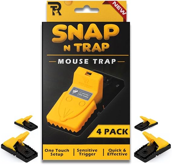 RinneTraps| 4 Pack | Snap N Trap | Mouse Trap | One Touch Setup | Reusable | Quick Kill | Made in USA