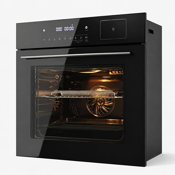 24 Inch Built in Electric Wall Oven Steam & Air Fryer Combo, 3000W Convection Oven 2.5 Cu ft, Touchscreen Digital Display Stainless Steel for Apartment Kitchen Remodel