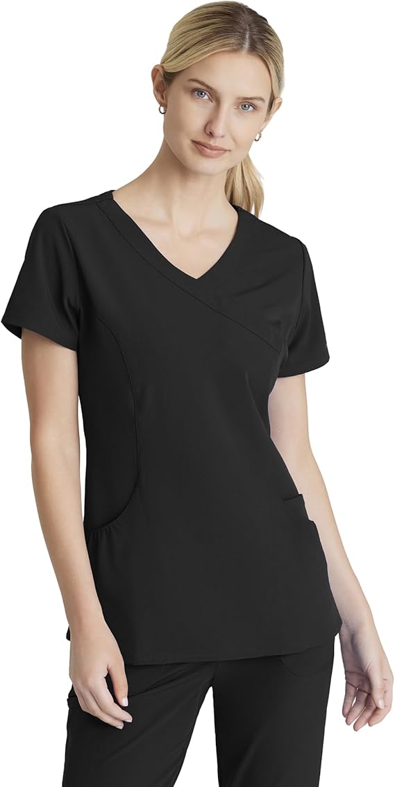 BARCO Skechers Vitality Charge Scrub Top for Women - V-Neck Medical Top, 4-Way Stretch Women's Scrub Top