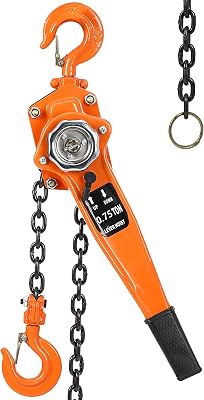 AsyPets Manual Lever Chain Hoist - 0.25 Ton 10 Ft Lift, Mechanical Efficiency, Efficient Ratchet Mechanism, Heavy Duty Chain, 360 Rotation Hook