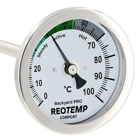 Reotemp 24 Inch Celsius Backyard Pro Compost Thermometer with Digital Composting Guide