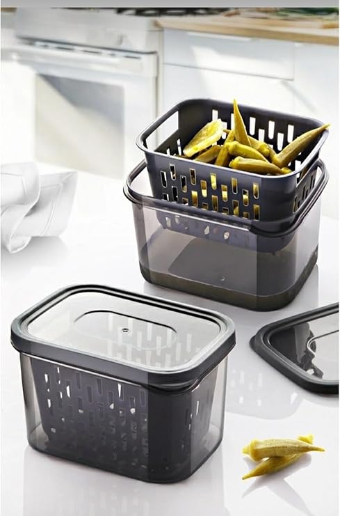 Süzgeçli Derin Saklama Kabı - Sızdırmaz Zeytinlik Turşuluk 1,6 Litre (2'Li)