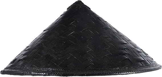 FRCOLOR Japanese Samurai Halloween Cosplay Ninja Straw Chinese Asian Woven Farmer Bamboo Wide Sun Tapered Fishing Hat Black