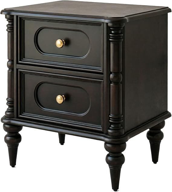 Modern Nightstand with 2 Drawers End Table for Bedroom Storage Space Organize Practical(Black)