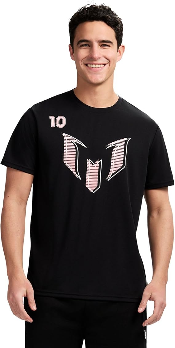 Messi Men's Wingstar Closed Eye Mesh Tee, Short Sleeve T-Shirt | Standard Fit with Graphic