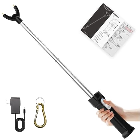 Cattle Prod Rechargeable with Led Light, Waterproof Cattle Prod Stick, Retractable Cattle Prod, Lightweight Pig Cattle Prod Livestock, Cow Prod, Electric Cattle Prod, 37 Inch, Black
