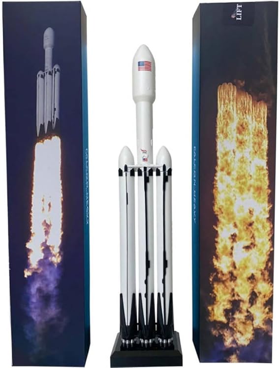 yuanpulalala Dragon+F9 Starship Heavy Metal Diecast Rocket Model Simulation Static Desktop Display (Heavy Falcon)