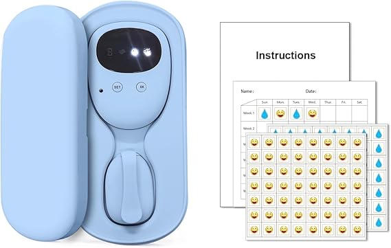 Wireless Bedwetting Alarm for Boys and Girls, USB Rechargeable, 3 Working Modes, Pee Alarm for Children,Blue