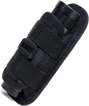 Tactical Flashlight Pouch Holster,Rotatable Flashlight Pouch with 360 Degree Carabiner Reel Clip,molle Flashlight Holder for Duty Belt Police Safety Belt