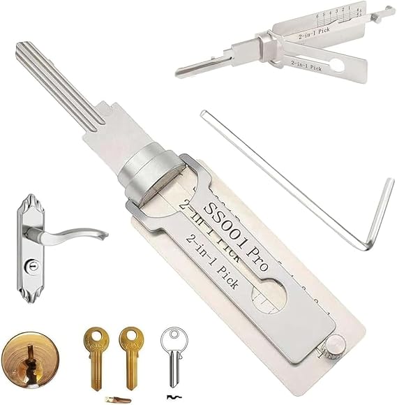 Ma/Ster Key Lock Pick Tool, 2-in-1 Pick and Decoder Tools for S-Groove Door Lock Picking kit, Locks Picks Decoder for Auto,Stainless Steel Key Decoders,Locksmith Tools Car Key Reader (Ss001 Pro)