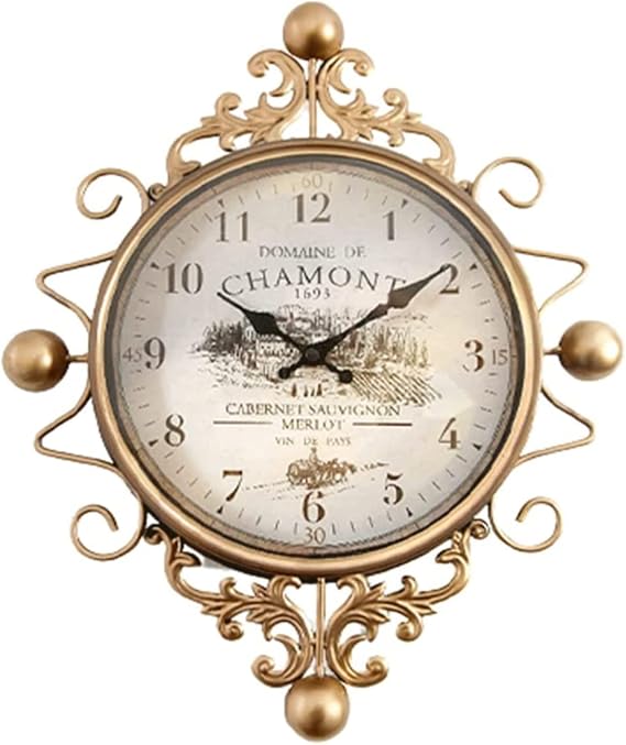 Clock Wall Clock for Office Bedroom Wall Clock Indoor Decorative Silent Retro Modern Wall Clock Battery Operated Premium Large Wall Clocks for Living Room Bedroom Wall Clock Decor(A Gold)
