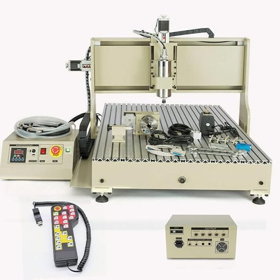 CNC Router Machine 1.5KW 4 Axis 6090 USB CNC Router Kit 3D Engraving Machine + VFD Water-Cooling Spindle Motor +Control Box + Handwheel, Ball Screw, US STOCK