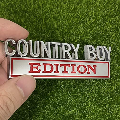 2PCS Country BOY Edition Car Decals Emblems 3D Letters Badge Truck Adhesive Conservative Stickers, Funny Fit for Vehicle, Truck, SUV, Door Decoration SilverRed, 2PCS, Red,Silver