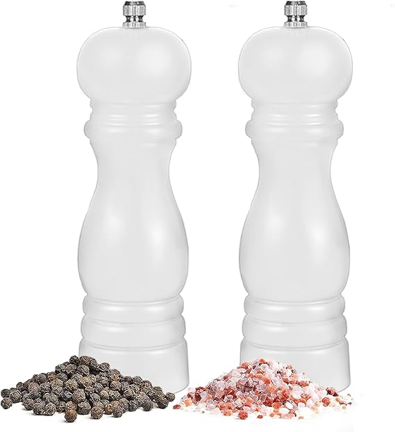 Pepper Mill & Salt Grinder Set with Adjustable Coarseness Ceramic, White