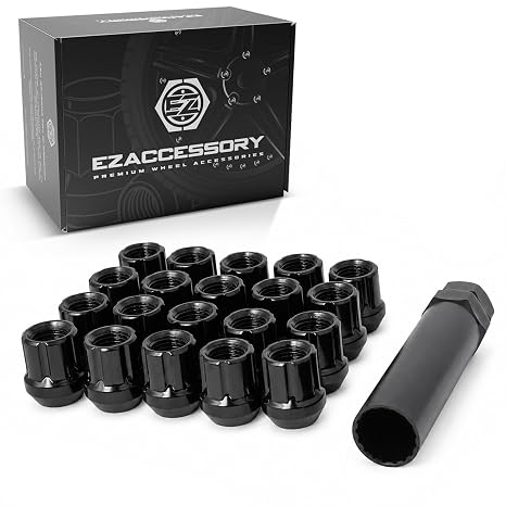 20 Open End Spline Drive Small Diameter 12x1.5 Black Lug Nut Kit with Key