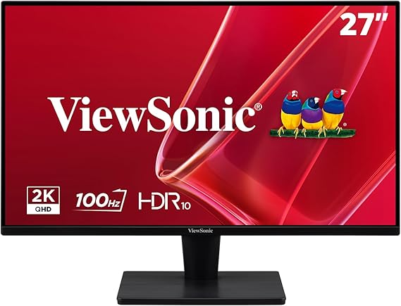 ViewSonic VS2725-2K 27 Inch 1440p Computer Monitor, QHD 100Hz Display | HDMI, DisplayPort, Variable Refresh Rate, Eye Care, Frameless, Home Office, Laptop, PC, Mac, Anti Glare, 1ms, 1.07B Colors