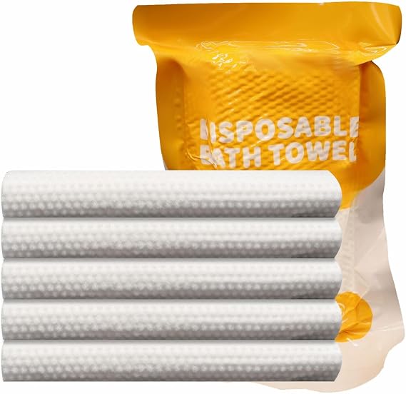 Disposable Bath Towel, Big Shower Towels, Portable Package for Travel,Hotel, Trip, Camping Use. Soft and Large Luxury Body Towels, 27.5 x 55 inch, White (5)