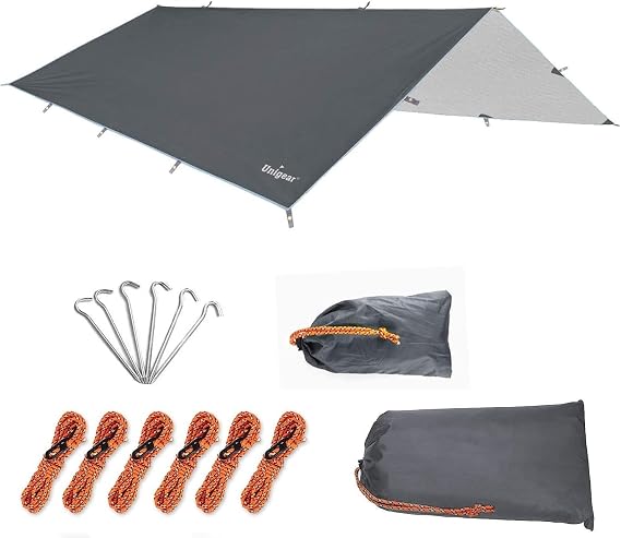 Unigear Camping Tarp Waterproof Rain Fly, Lightweight Tent Shelter Canopy