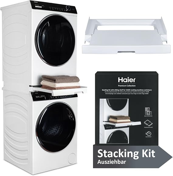 Haier Intermediate Frame for Tumble Dryer & Washing Machine Extendible Universal Connection Frame for Haier Washing Machine Series 3 5 7 & Dryers Series 5 7 Tilt-Proof Intermediate Kit White [Energy Class G]