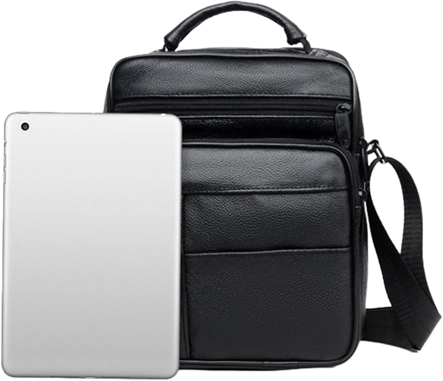 Mens PU Leather Messenger Bag, Crossbody Bag, Shoulder Handbag for Men for Change Phone, Travel, Office, Business with Zipper