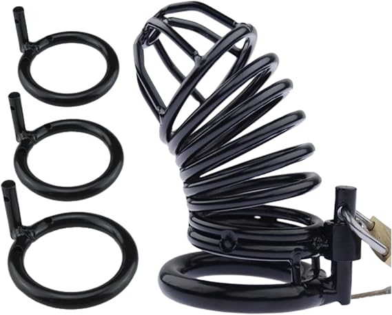 Men's Stainless Steel Skeleton Exercise Cage (Includes 3 Sizes) (Black Color)