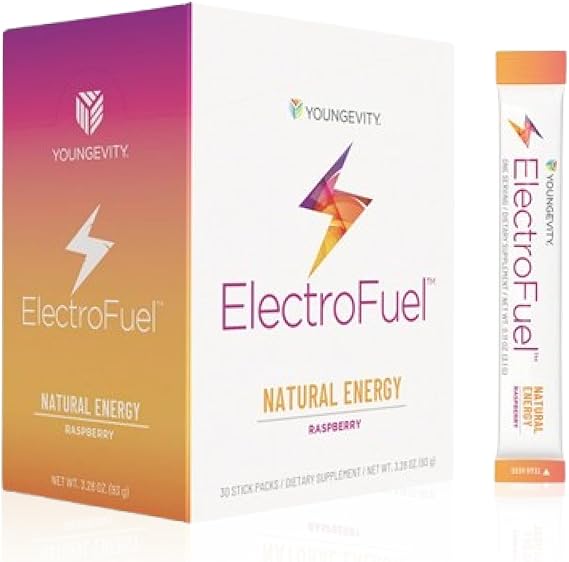 Youngevity ElectroFuel Raspberry Electrolyte Energy Drink Mix, 30 Sticks
