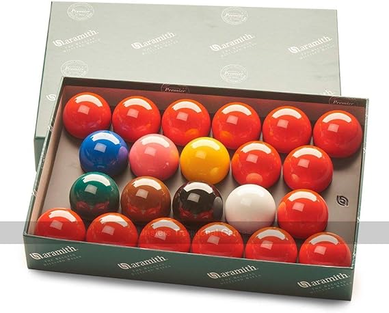 Aramith Standard Full-Size Snooker Balls (2 and 1/16 inch, 52.5mm, with 15 Reds)