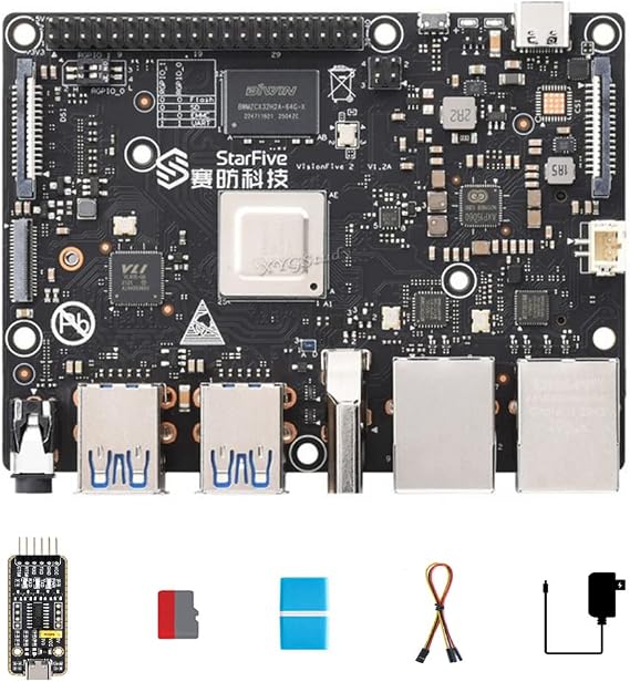 VisionFive2 RISC-V Single Board Computer 8GB Memory StarFive JH7110 Processor with Integrated 3D GPU Base on Linux with UART Cable Adapter Starter Kit @XYGStudy