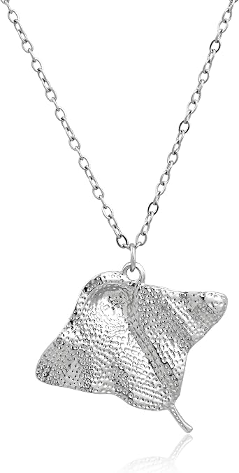 Silver Manta Ray Pendant Adjustable Stackable Chain Charm Statement Thin Necklace for Women and Men