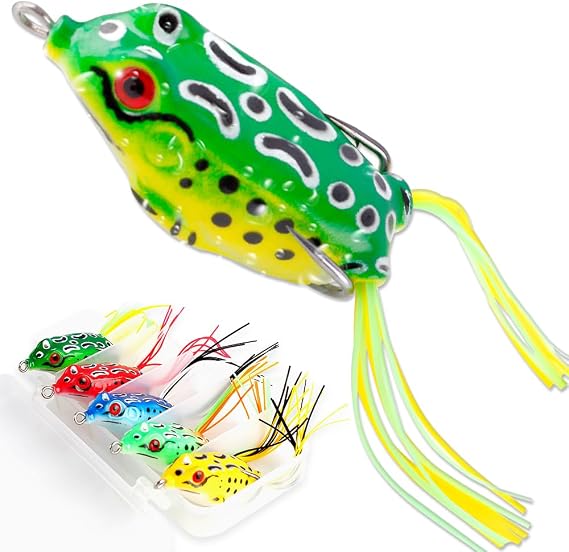 Topwater Frog Lures for Bass 5 Pack Soft Hollow Body Frog Baits
