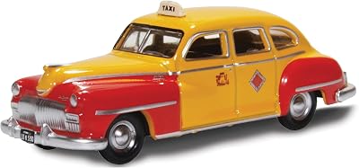 Oxford Diecast 1946-1948 DeSoto Suburban Yellow and Red San Francisco Taxi The Godfather Movie 187 HO Scale Diecast Model Car
