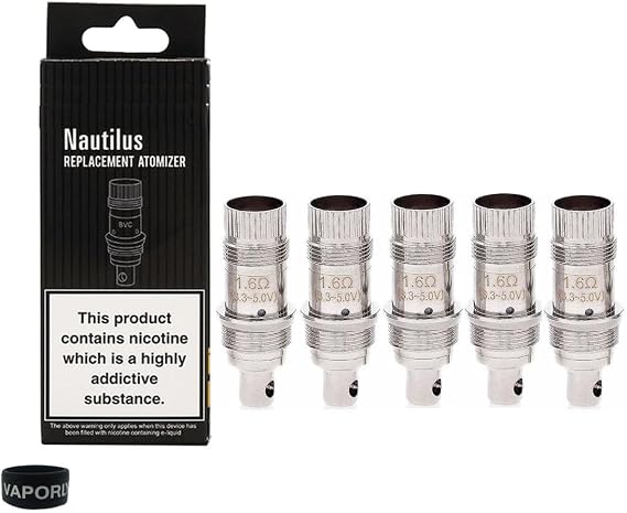 Nautilus coils 1.6 BVC for Various Aspire Tanks Such as Nauitlus / 2 / Mini / 3/322 / GT/Zelos, Prime & Vaptio Tyro Kits Vaporly UK (1.6Ω Coil: 7-11 W), 5 count