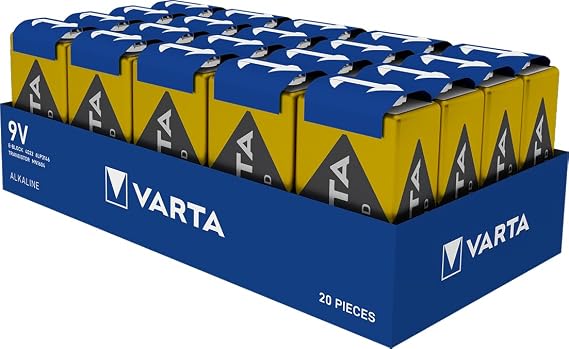 Varta Batteries 9V Block Batteries, Pack of 20, Power on Demand, Alkaline, Storage Pack, Smart, Flexible, Powerful, Suitable for Smoke Detectors, Fire & Fire Detectors