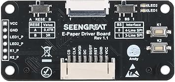 Universal E-Ink Display Driver HAT Board, Fits Raspberry Pi, Compatible with Arduino, STM32, ESP32 SPI Interface with Open-Source Code for E-Paper Projects