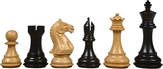 The Fierce Knight Staunton Wooden Chess Pieces in Ebonized Wood & Boxwood 4.0" King | Handcrafted Weighted Tournament Chessmen by Chessbazaar
