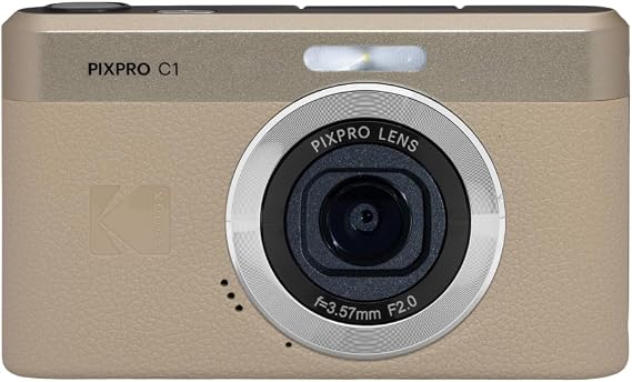 Kodak PIXPRO C1 Digital Camera, 13MP Compact Point & Shoot with 4X Optical Zoom, 180 Degree Flip Screen, 1080p HD Video, Tan | 13MP 1/3 Bsi CMOS, 4x Digital Zoom, 2.8 180 Degree Flip LCD, 1080p60 Video, USB-C Rechargeable, Microsd Slot