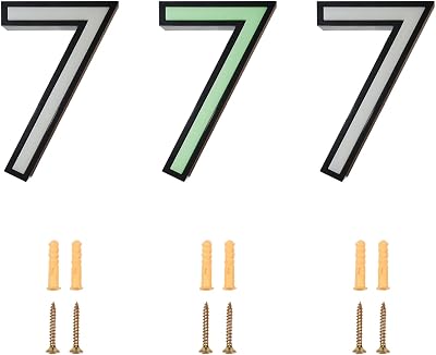 3 Pack 4.92 Number [7] Black Door Sign, Glow in the Dark Door Sign!!! For Mailbox or Door Address, Home Office Hotel Room, Shop Commercial Building Sign