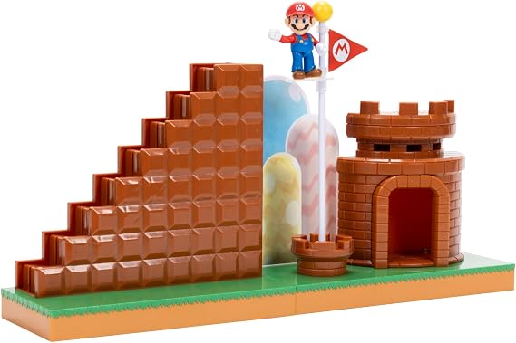 Nintendo Super Mario 2.5 Inch / 6.35 cm Course Complete Playset by JAKKS Pacific with Mini Mario Figurine, Interactive Stairs, Castle, Flagpole and Base Platform