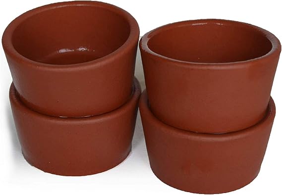 4pcs Teacups 50ml Chinese Clay Zisha Cup Simple GongFu Tea (Red zisha)