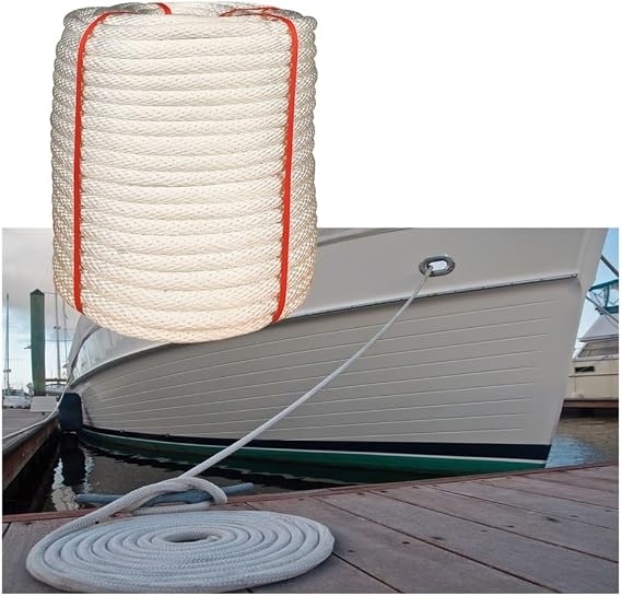 White Polyester Solid Braid Anchor Rope Cord, 10-100M Industrial Grade Marine Boat Dock Lines for Yacht Anchor Kayak Canoe Pontoon Watercraft, Sailboat Jet Ski(D10mm/0.39",L 100m/328ft)