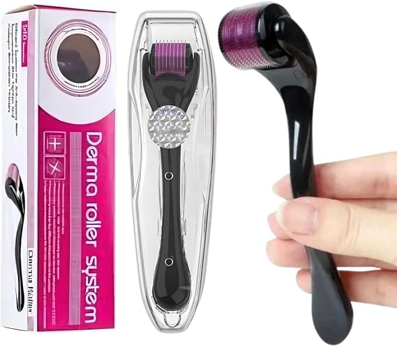 Derma Roller for Skin,Beard Derma Roller for Hair Growth & Care,Facial Roll, Micro needling 0.25mm 0.5mm 1mm 1.5mm,540 Titanium Micro Needles for Facial,Body & Hair Growth ('1.5MM')