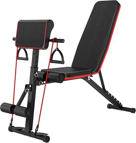 4-In-1 Adjustable Weight Bench, Multi-Functional Workout Bench for Home Gym, Folding Weight Bench, Workout Equipment Home Gym, Exercise Bench for Full Body Strength Training