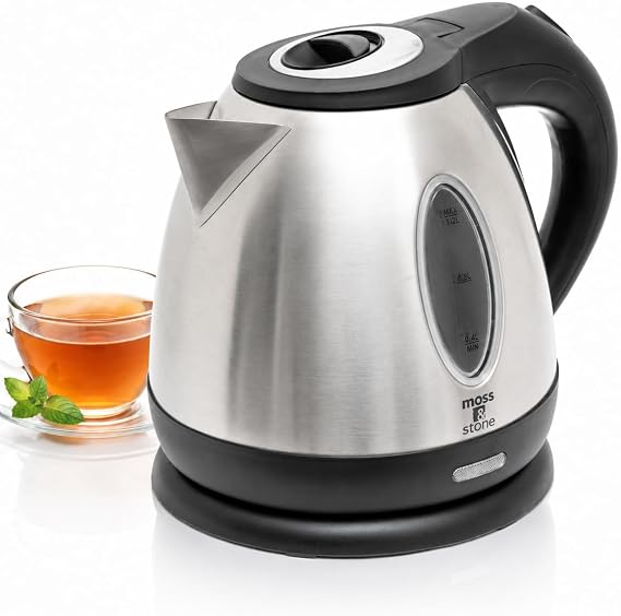 Moss & Stone Stainless Steel Electric Kettle, 1.2L Cordless 1500W