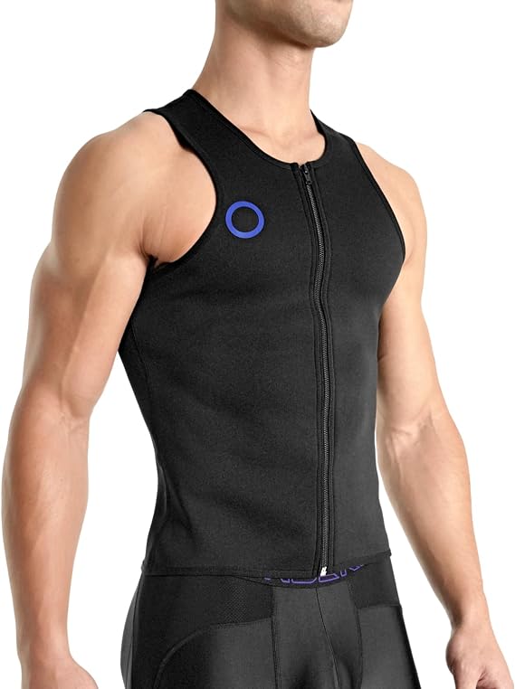 Rounderbum Men's Compression Tech Sweat Vest Workout Sweat Vest with Zipper