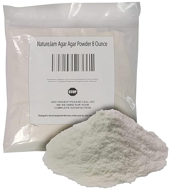 NatureJam Agar Agar Powder 8 Ounce-Premium Gel Strength Gelatin Substitute For Vegans-Stronger Strength