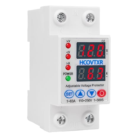 110V Smart Circuit Breaker,1~63 Amp Low Voltage Cutoff, AC Disconnect Current Adjustable for Solar Systems (White)