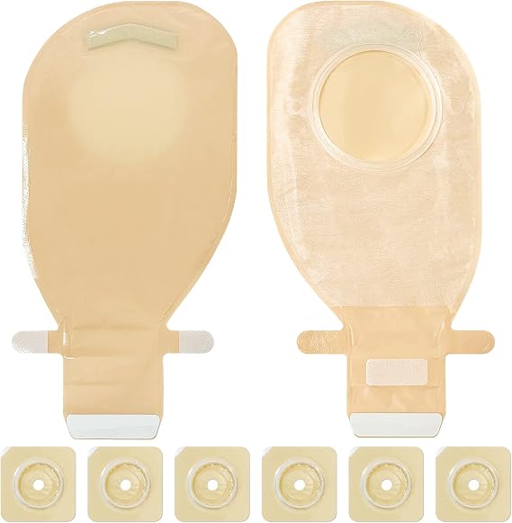 Carbou 21PCS Colostomy Bags, Two Piece Drainable Pouches for Ileostomy | Ostomy Supplies, with Closure, Ileostomy Stoma Care, Cut-to-Fit(15pcs Bags+6pcs Barriers)