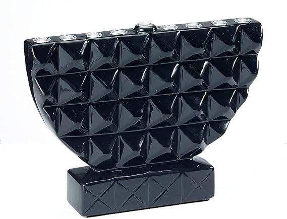 Rite Lite Chanukah Black Geometric Hand-Painted Ceramic Menorah - Modern Menorah & Perfect Hanukkah Gift