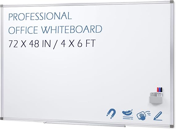 SWANCROWN 4' x 6' Whiteboard, Large White Board Dry Erase 72 x 48 inches